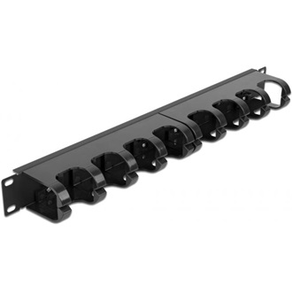 Delock 19  kábelrendező menetpanel 10 zárt kábel menettel, 1U fekete