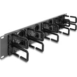 Delock 19  kábelrendező router panel 8 gumírozott kábelbemenettel és 10 hurokkal 2U sötétszürke