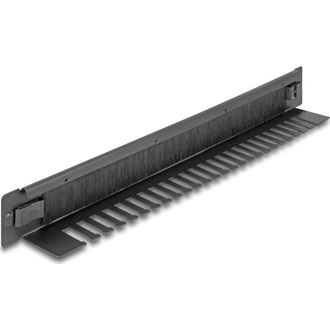 Delock 19  kefés csík kábeltartóval, eszközigénymentes 1U fekete