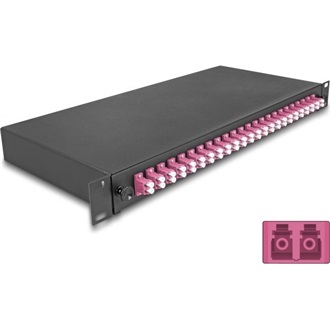 Delock 19  optikai szál összekötő doboz 24 x LC Duplex OM4 1U kompletten összeszerelve