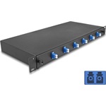 Delock 19  optikai szálösszefűző doboz 6 db. LC Duplex OS2 1U teljes elrendezés kész az összefűzésre