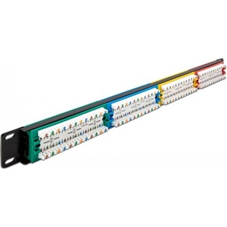 Delock 19  patch panel 24 porttal Cat.5e 1U színes