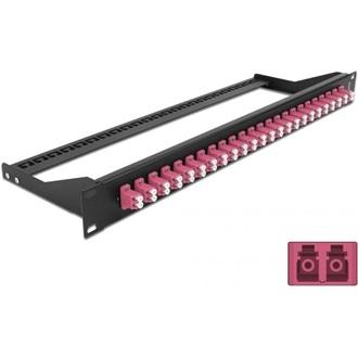 Delock 19  száloptikás csatlakozó panel 24 portos LC Duplex ibolya