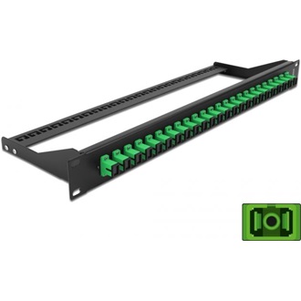 Delock 19  száloptikás csatlakozó panel 24 portos SC Simplex zöld