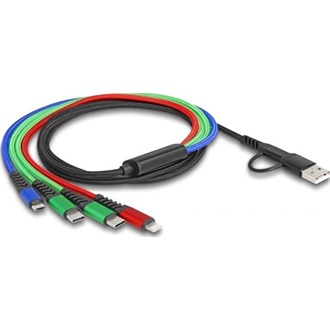 Delock USB-A 2.0 USB-C -> Lightning 2db USB-C USB-B 2.0 micro M/M töltőkábel 1.2m fekete