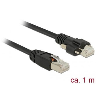 Delock 1 m-es RJ45 dugó > RJ45 dugó csavarokkal csatlakozós Cat.6 SSTP kábel