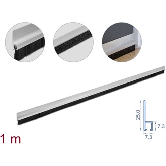 Delock 20 mm hosszú, egyenes kefeszalag 1 m hosszú alumínium foglalattal