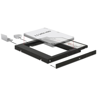 Delock 2.5" SATA beépítő keret fekete 10mm