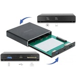 Delock 2.5" SATA3 USB3.0 USB-C külső ház fekete (SD kártyaolvasó)