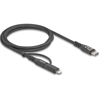 Delock 2 in 1 USB-C -> USB-C Lightning M/M adatkábel 1m fekete