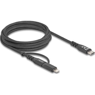 Delock 2 in 1 USB-C -> USB-C Lightning M/M adatkábel 2m fekete
