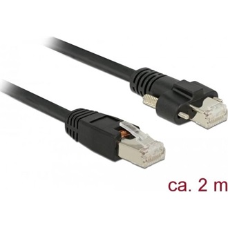 Delock 2 m-es RJ45 dugó > RJ45 dugó csavarokkal csatlakozós Cat.6 SSTP kábel