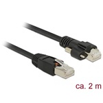 Delock 2 m-es RJ45 dugó > RJ45 dugó csavarokkal csatlakozós Cat.6 SSTP kábel