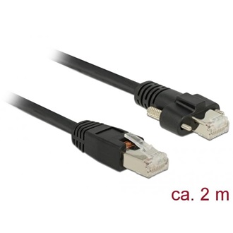 Delock 2 m-es RJ45 dugó > RJ45 dugó csavarokkal csatlakozós Cat.6 SSTP kábel
