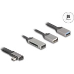 Delock 2 portos USB hub beépített SD és Micro SD kártyaolvasóval, valamint USB Type-C  csatlakoztatóval