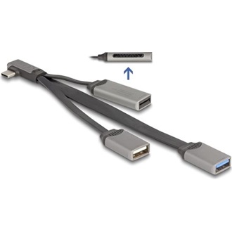 Delock 2 portos USB hub beépített SD és Micro SD kártyaolvasóval, valamint USB Type-C  csatlakoztatóval