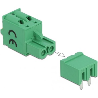 Delock 2 tűs, 5,08 mm-es vízszintes hornyos PCB terminal block csatlakozó készlet