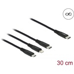 Delock USB-C -> Lightning USB-B 2.0 micro USB-C M/M töltőkábel 0.3m fekete