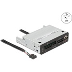 Delock 3.5  USB 2.0-s kártyaolvasó, 5 nyílás + 1 x A-típusú USB 2.0-s csatlakozóhüvely