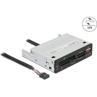 Delock 3.5  USB 2.0-s kártyaolvasó, 5 nyílás + 1 x A-típusú USB 2.0-s csatlakozóhüvely