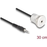 Delock 3,5 mm, 3 tűs sztereó beépített anya apa kábellel 30 cm, alumínium