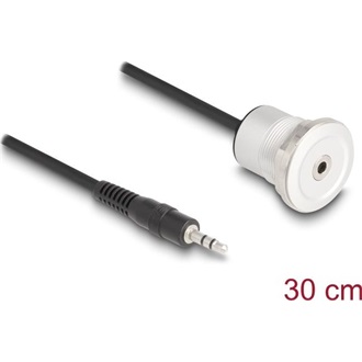 Delock 3,5 mm, 3 tűs sztereó beépített anya apa kábellel 30 cm, alumínium