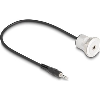 Delock 3,5 mm, 3 tűs sztereó beépített anya apa kábellel 30 cm, alumínium
