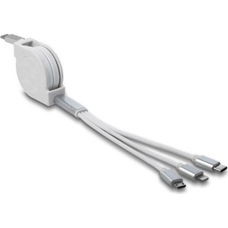 Delock USB-C -> Lightning USB-B 2.0 micro USB-C M/M töltő adapter 0.5m fehér visszahúzható