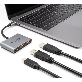 Delock 3 port USB Hub 10 Gbps USB Type-C  csatlakozóval - 1 x USB Type-C  + 2 x A-típusú USB csatlakozó