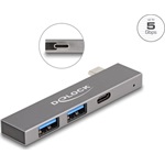 Delock 3 portos vékony USB hub USB Type-C  csatlakoztatóval és 1 x USB 5 Gbps USB Type-C  és 2 x USB 5 Gbps A-típusú