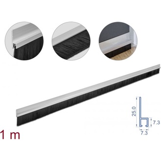 Delock 40 mm hosszú, egyenes kefeszalag 1 m hosszú alumínium foglalattal