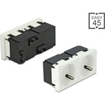 Delock 45 x 45 mm méretű, 2 modulos 45  elrendezésű Easy 45 földelt hálózati csatlakozóaljzat