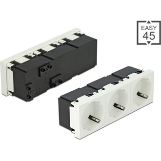 Delock 45 x 45 mm méretű, 3 modulos 45  elrendezésű Easy 45 földelt hálózati csatlakozóaljzat