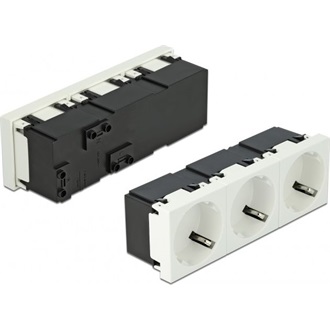 Delock 45 x 45 mm méretű, 3 modulos 45  elrendezésű Easy 45 földelt hálózati csatlakozóaljzat