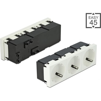 Delock 45 x 45 mm méretű, 3 modulos 45  elrendezésű Easy 45 földelt hálózati csatlakozóaljzat