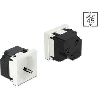 Delock 45 x 45 mm méretű, 45  elrendezésű Easy 45 földelt hálózati csatlakozóaljzat