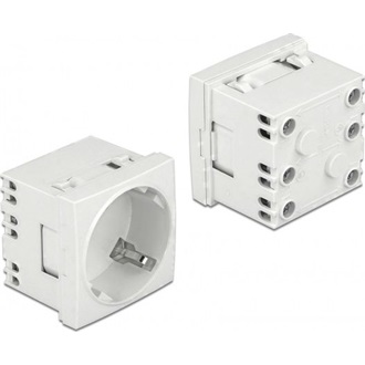 Delock 45 x 45 mm méretű, bővíthető, 45  elrendezésű Easy 45 földelt hálózati csatlakozóaljzat