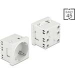 Delock 45 x 45 mm méretű, bővíthető, 45  elrendezésű Easy 45 földelt hálózati csatlakozóaljzat