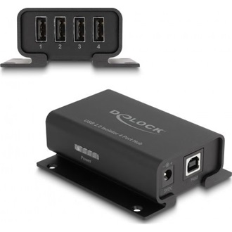 Delock 4 portos USB 2.0 izolátor hub 5 kV izolációval adatvonalakhoz