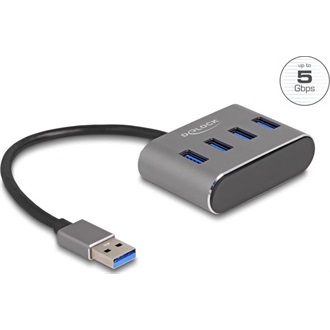 Delock 4-portos USB-A 3.2 Gen 1 hub ezüst 5Gbps
