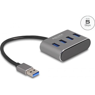 Delock 4-portos USB-A 3.2 Gen 1 hub ezüst 5Gbps
