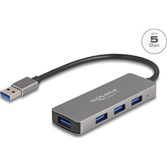 Delock 4 portos USB 3.2 Gen 1 hub USB Type-A csatlakozóval   USB Type-A portok az oldalán