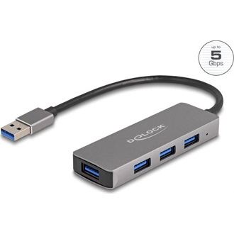 Delock 4 portos USB 3.2 Gen 1 hub USB Type-A csatlakozóval   USB Type-A portok az oldalán