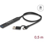 Delock 4 portos vékony USB hub USB Type-C  vagy A-típusú USB csatlakoztatóval és 3 x USB 5 Gbps USB Type-C  és 1 x USB 5