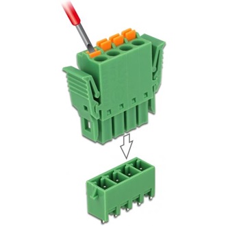 Delock 4 tűs, 3,81 mm-es függőleges hornyos PCB sorkapocs blokk csomag