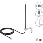 Delock 5G LTE Antenna SMA apa csatlakozóval 3 - 5 dBi mindenirányban rögzíthető, csatlakozó kábellel RG-174, 3 m, falra