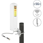 Delock 5G LTE antenna SMA-dugó 3 - 5 dBi irányítatlan, rögzített, kültéri fali és állított elhelyezésre fehér