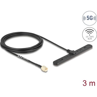 Delock 5G LTE antenna SMA-dugó 3 dBi mindenirányú RG-174-es csatlakozó kábellel biztosított, 3 m öntapadós csatlakozás k
