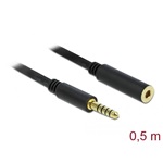 Delock Jack stereo 4,4mm (5pin) -> Jack stereo 4,4mm (5pin) M/F audio kábel hosszabbító 0.5m fekete