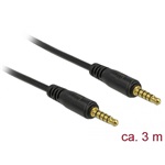 Delock Jack stereo 3,5mm (5pin) -> Jack stereo 3,5mm (5pin) M/M audio kábel 3m fekete